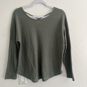 a green long sleeve knit shirt I can’t remember where i got it wore it twice